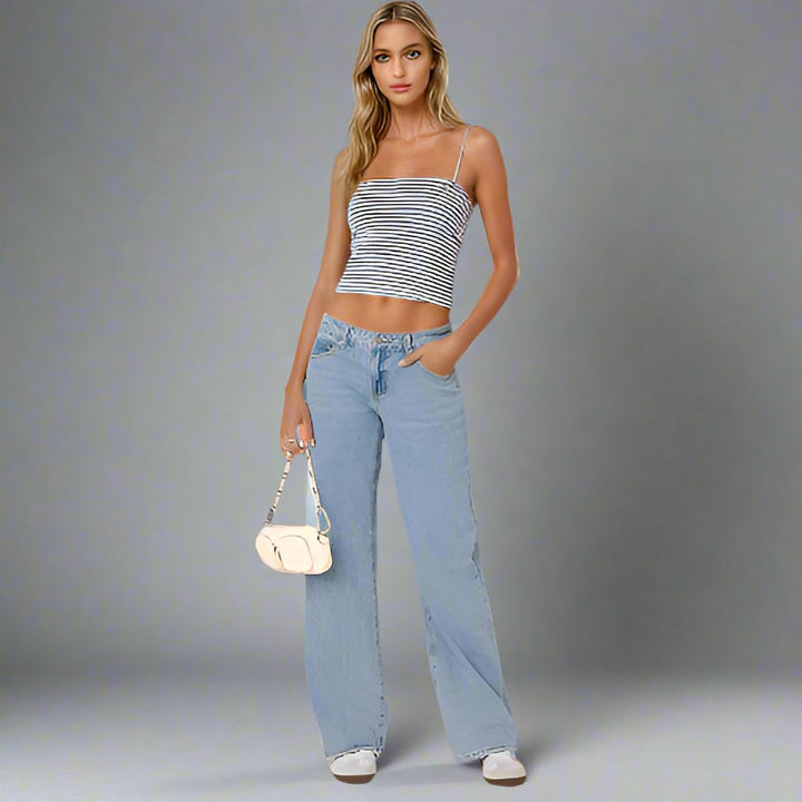 Low Rise Straight-Leg Dames Jeans met Vintage Wassing
