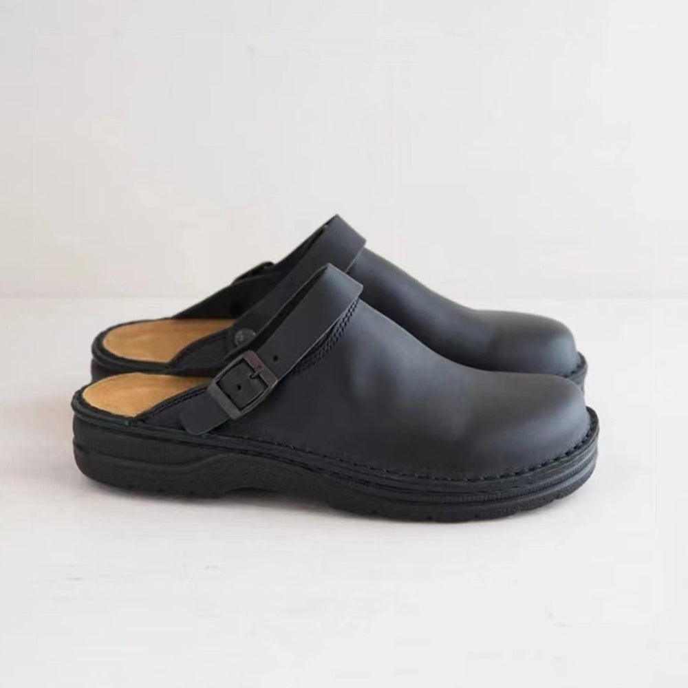 Zwarte leren pantoffels voor heren