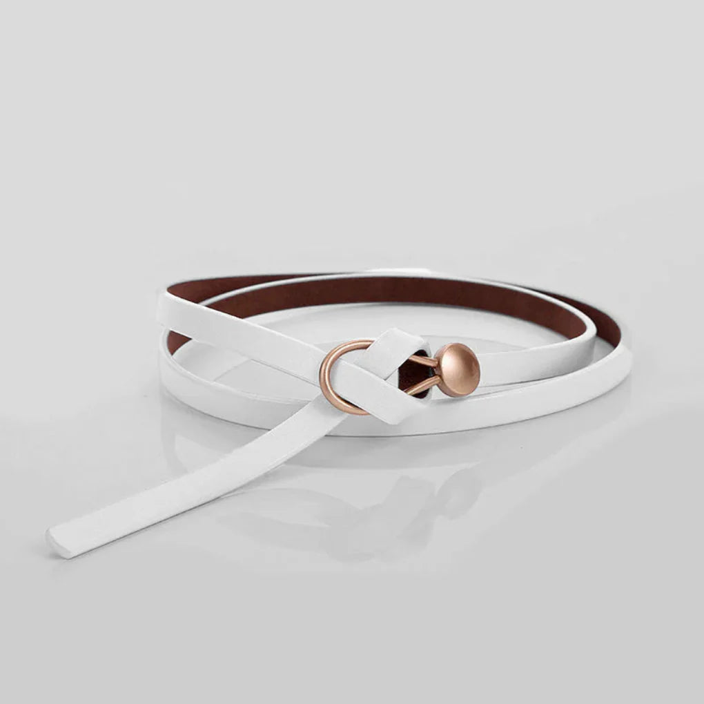 Dunne imitatieleren riem met strik voor dames