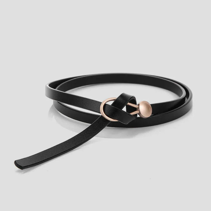 Dunne imitatieleren riem met strik voor dames