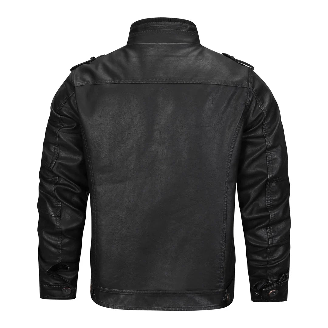 Zwarte Leren Jas met Tijdloze Vintage Look