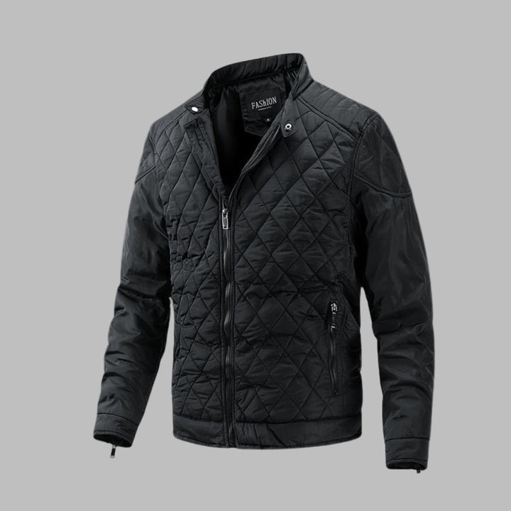 Elegante gewatteerde jas voor heren in overgangsstijl