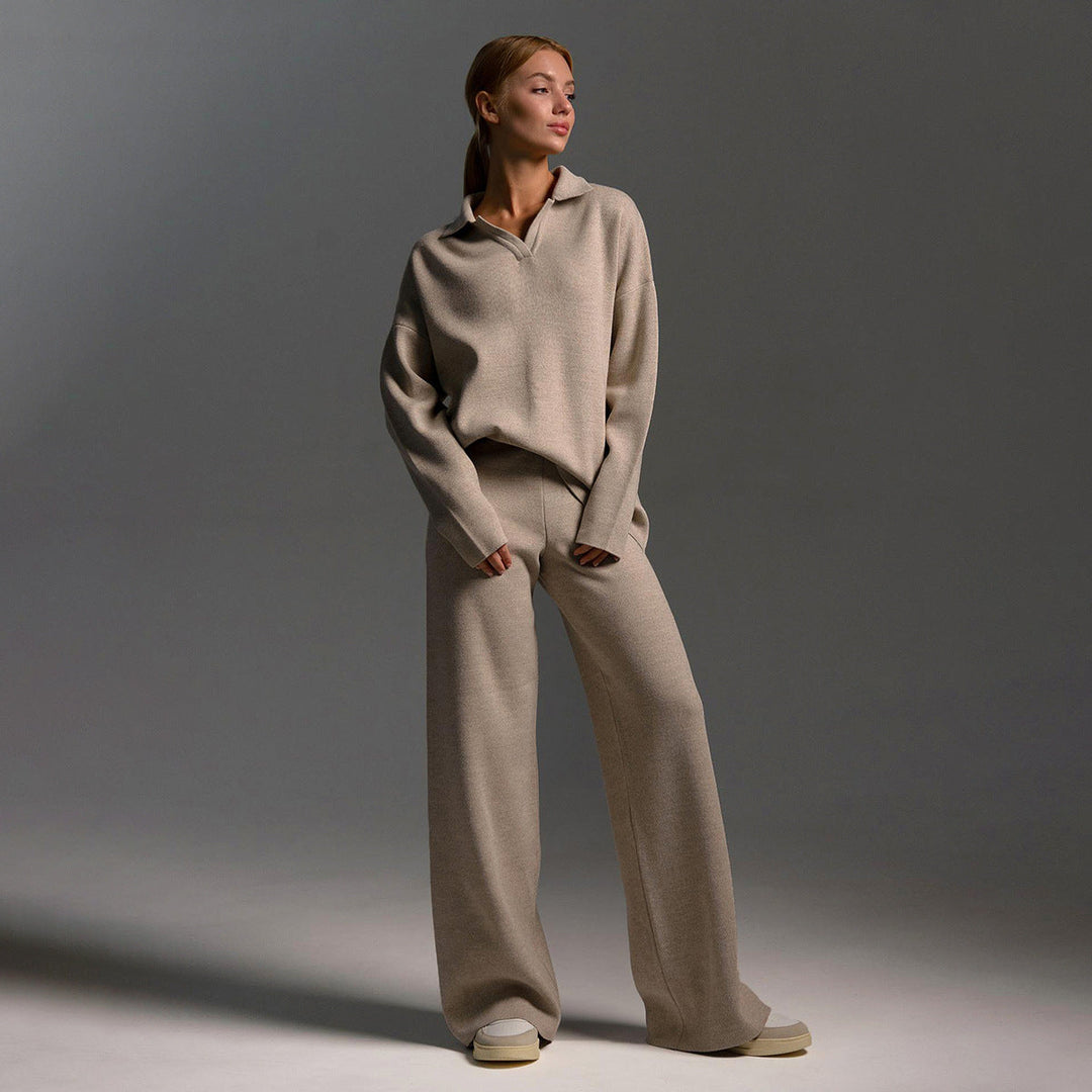 Lounge Set met Brede Broek en Polosweater