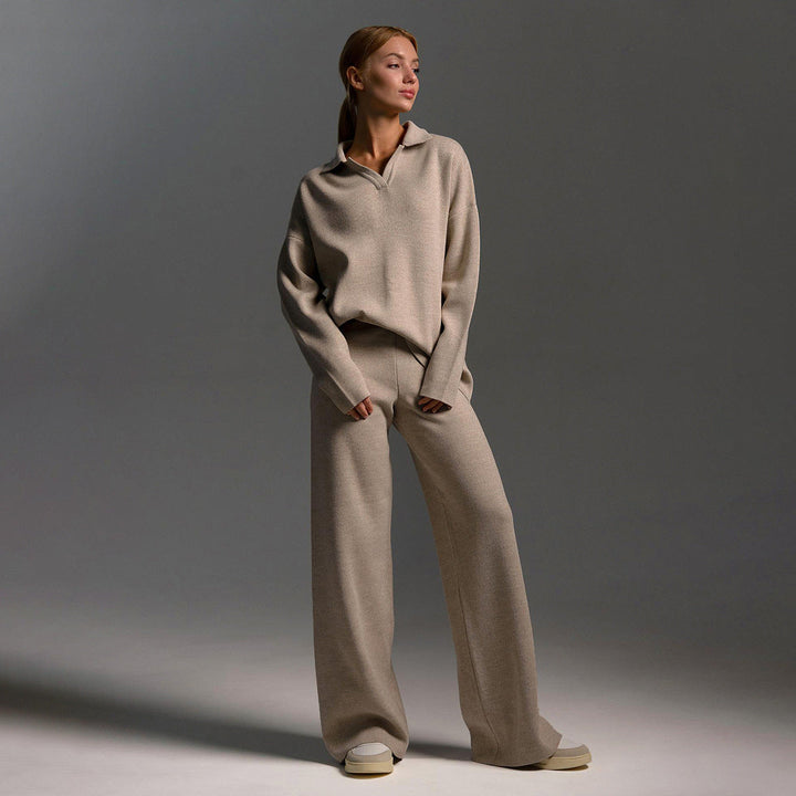 Lounge Set met Brede Broek en Polosweater