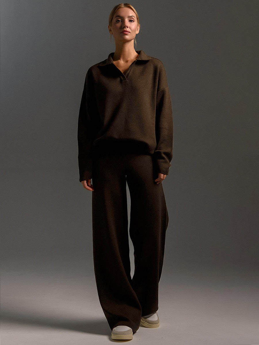Lounge Set met Brede Broek en Polosweater