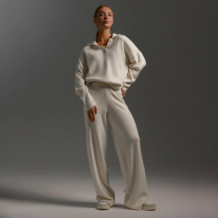 Lounge Set met Brede Broek en Polosweater