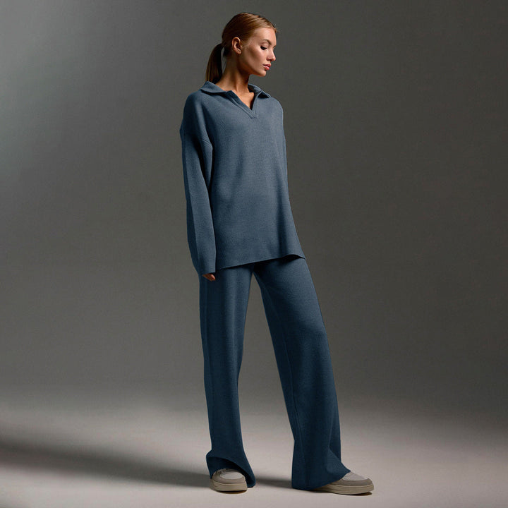 Lounge Set met Brede Broek en Polosweater