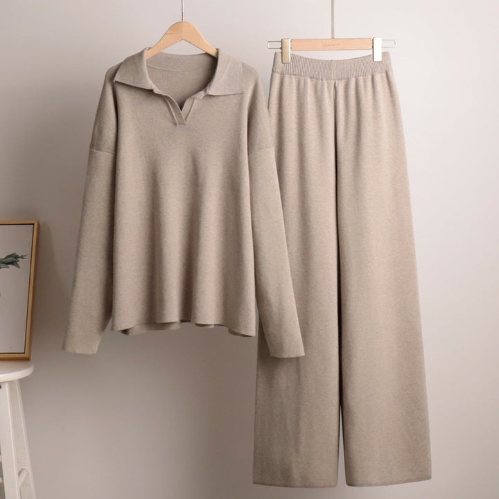 Lounge Set met Brede Broek en Polosweater