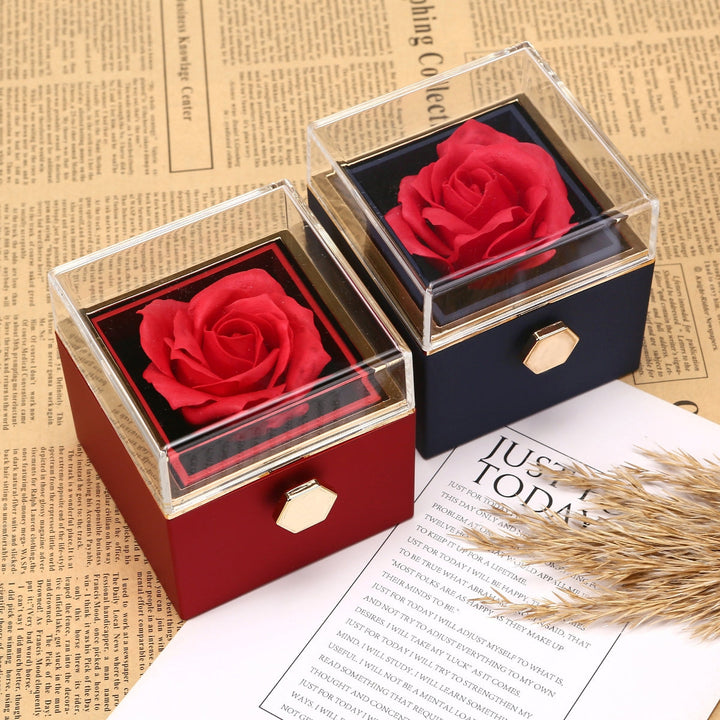 Cadeauset met Echte Roos & Dubbele Hart Halsketting
