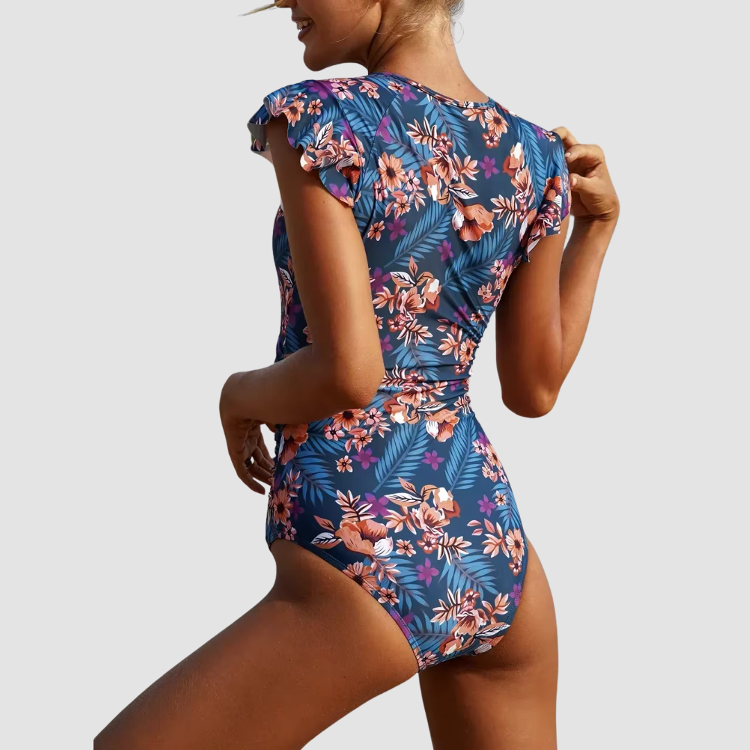 Camouflage Bandeau Zwempak met Ritssluiting