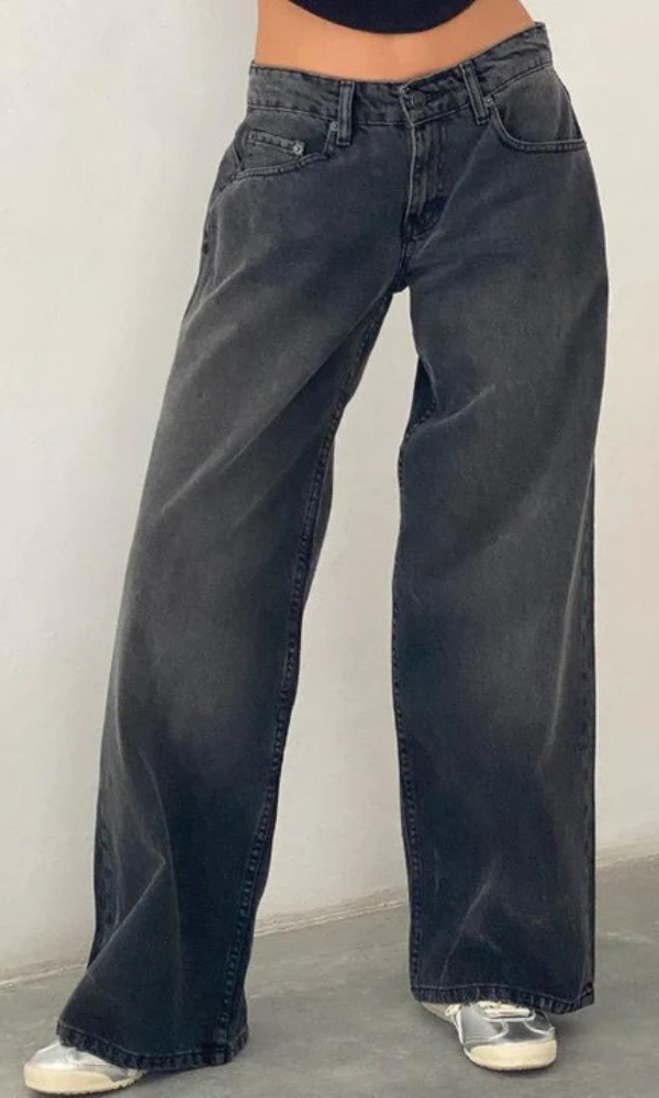 Low Rise Straight-Leg Dames Jeans met Vintage Wassing
