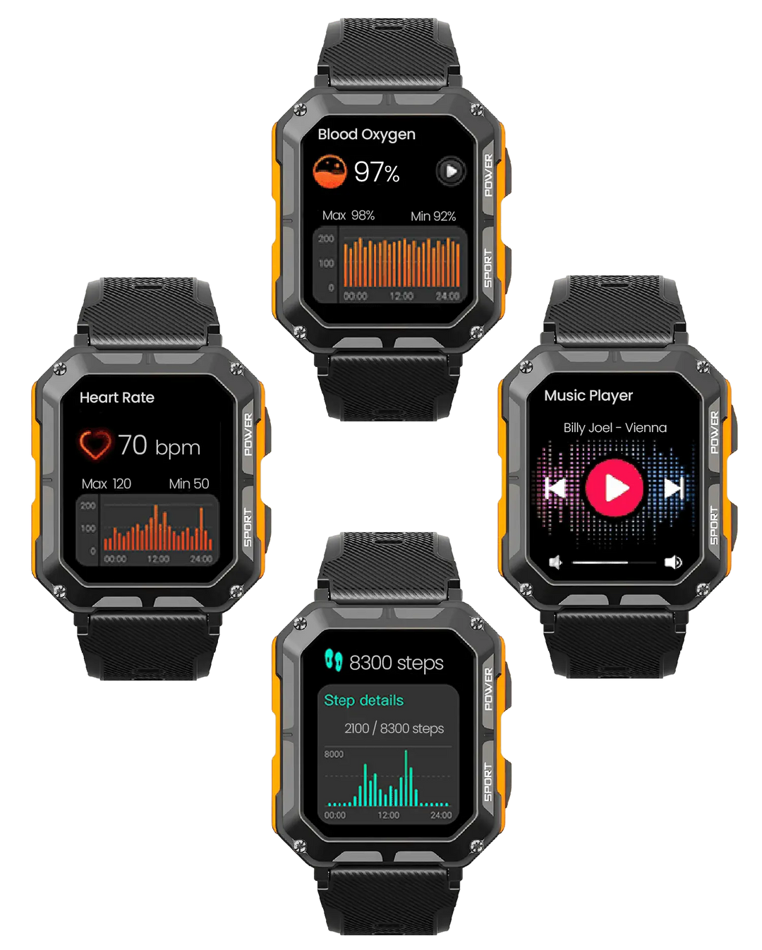 Outdoor Smartwatch met 5ATM Waterdichtheid en Gezondheidsmonitoring