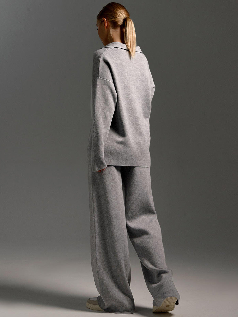 Lounge Set met Brede Broek en Polosweater