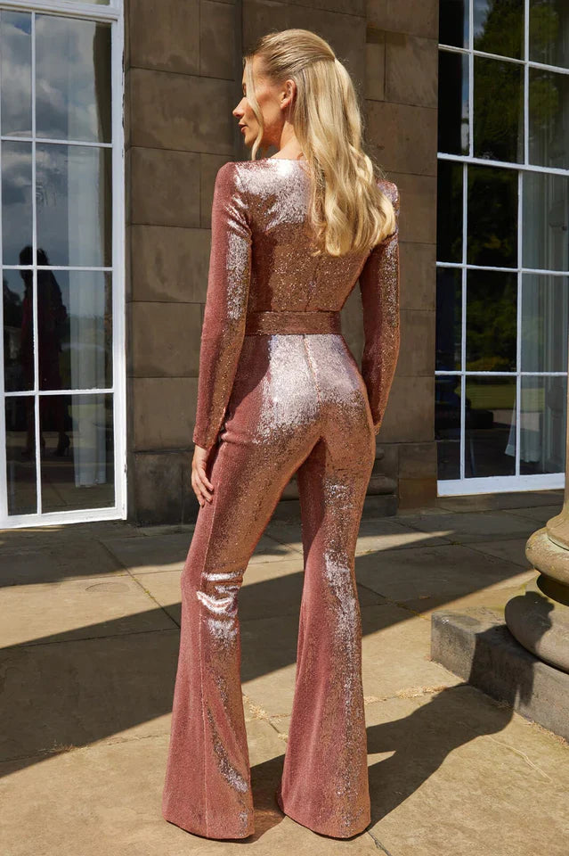 Pailletten Jumpsuit met Glamoureuze Uitstraling