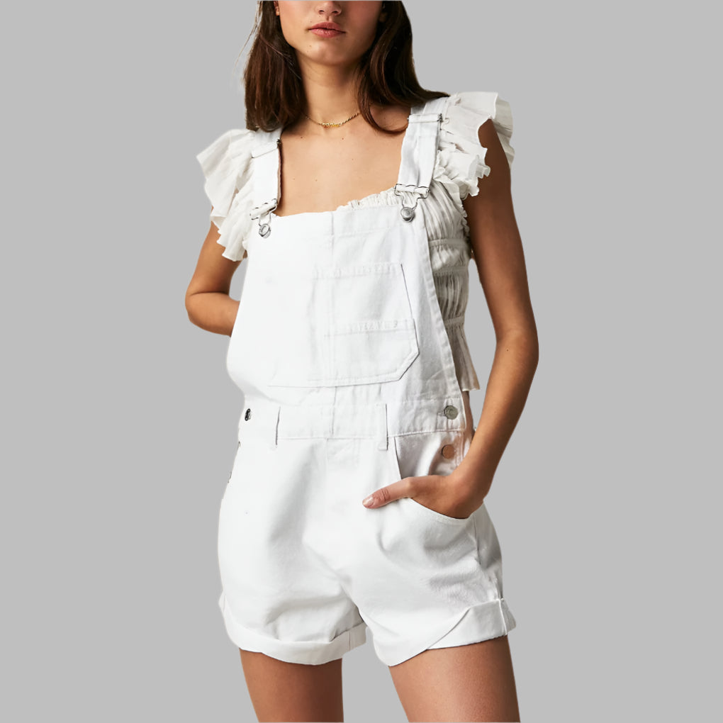 Mouwloze denim jumpsuit