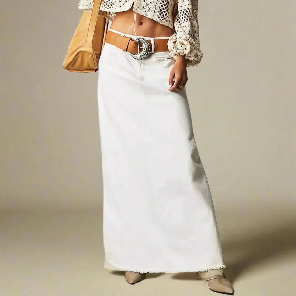 Hoge taille rechte denim rok