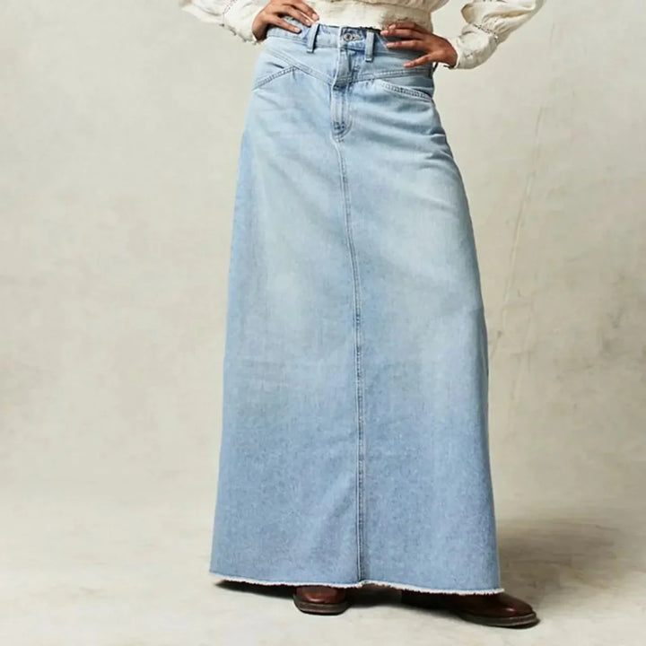 Hoge taille rechte denim rok