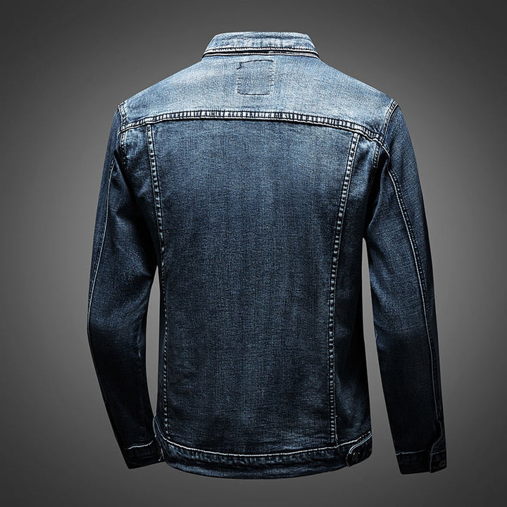 Slim Fit Motorstijl Spijkerjack voor Heren