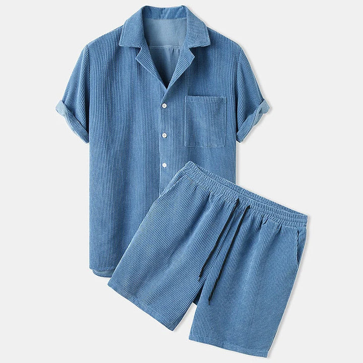 Geribde zomer kleding set Voor Heren - Korte broek met poloshirt