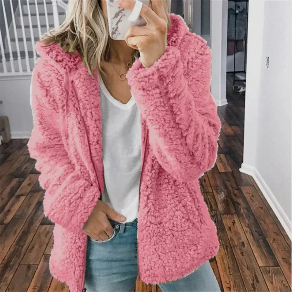 Casual fluffy damesjas met capuchon - Mimi