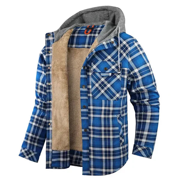 Ruben - Tijdloos stoer geruit overhemd vest blouse met capuchon heren