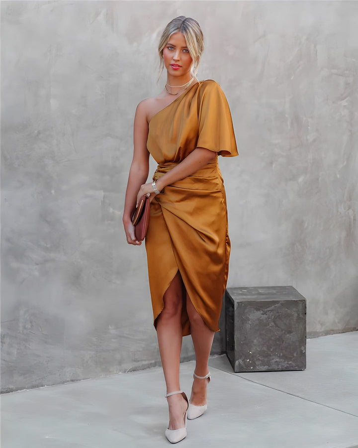 Mireille – Elegante Cocktailjurk met Eén Schouder
