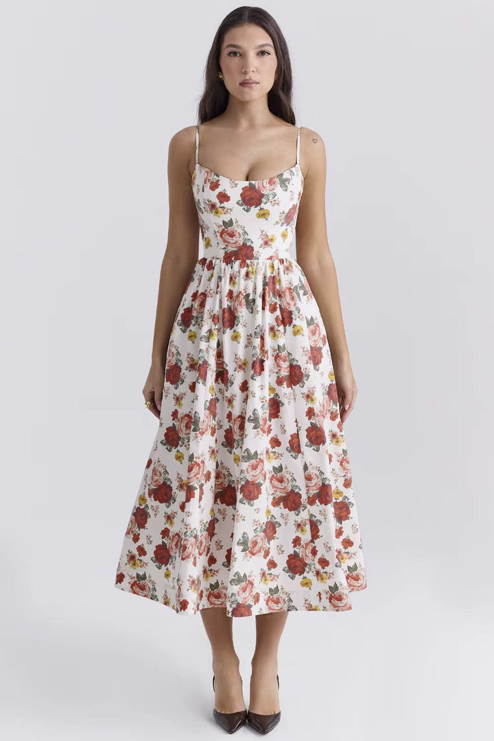 Vintage Zomerjurk met Elegante A-lijn en Vierkante Halslijn