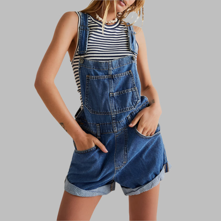 Mouwloze denim jumpsuit