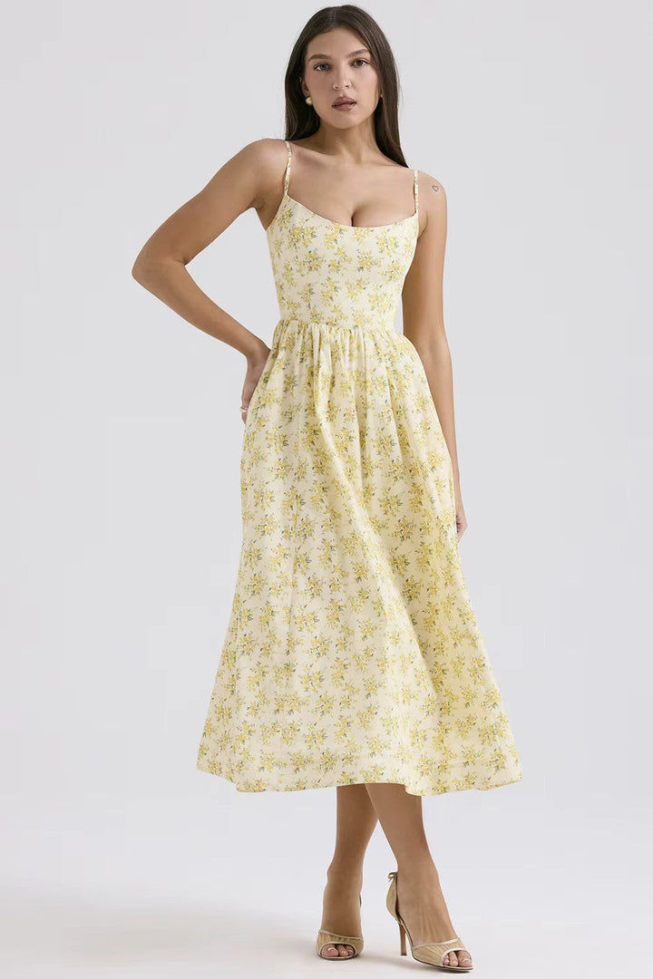 Vintage Zomerjurk met Elegante A-lijn en Vierkante Halslijn