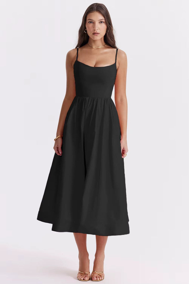 Vintage Zomerjurk met Elegante A-lijn en Vierkante Halslijn