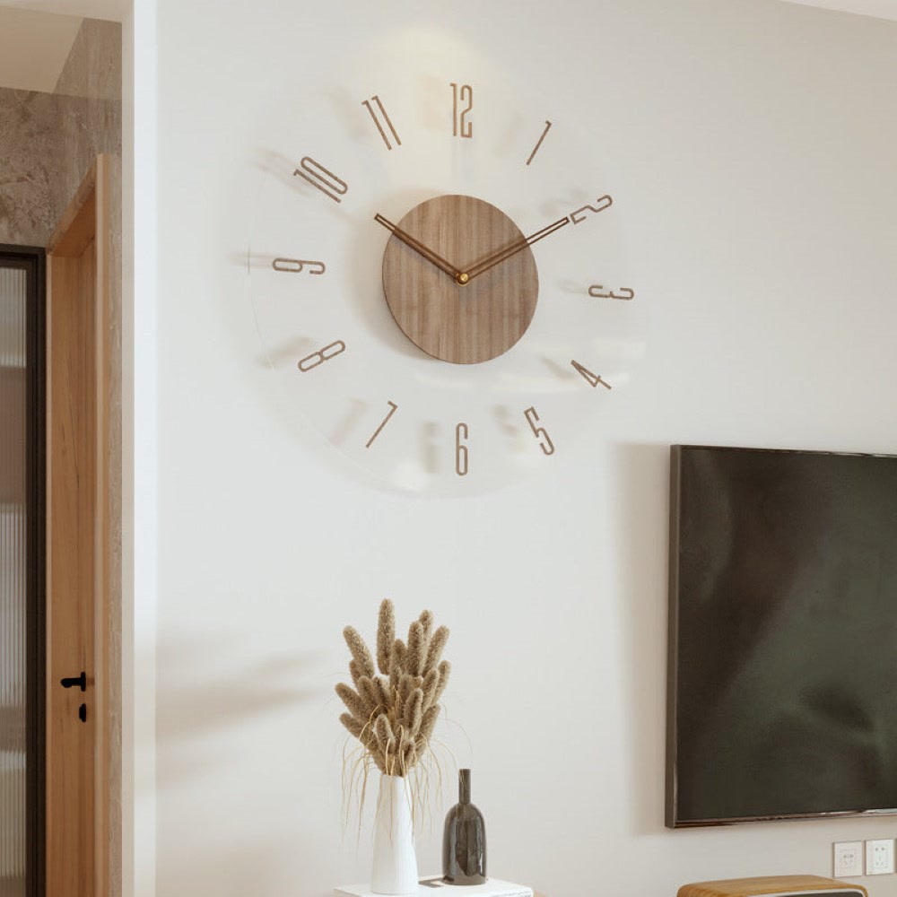 Stille Houten Wandklok met Minimalistisch Design