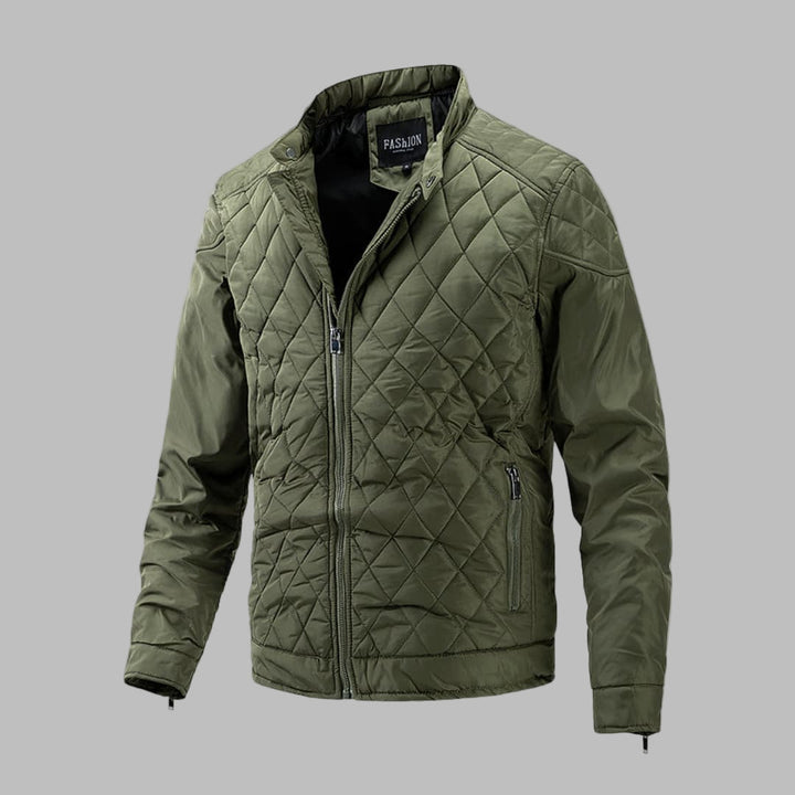 Elegante gewatteerde jas voor heren in overgangsstijl