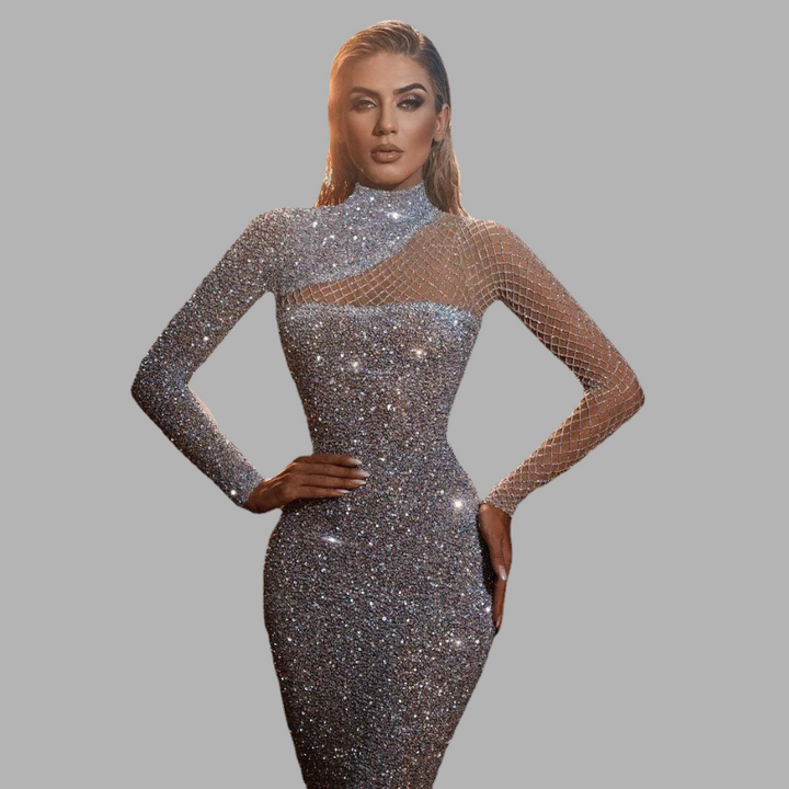 Elegante off-shoulder paillettenjurk
