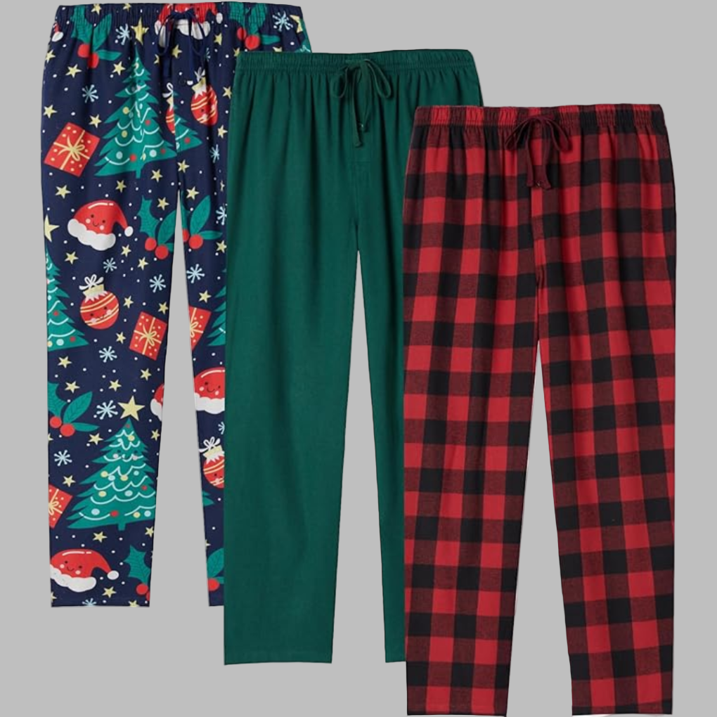 3-pack flanellen pyjamabroeken voor heren
