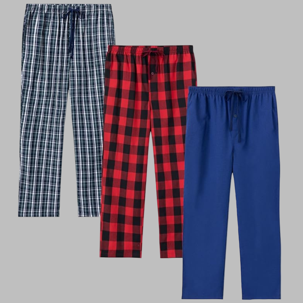 3-pack flanellen pyjamabroeken voor heren