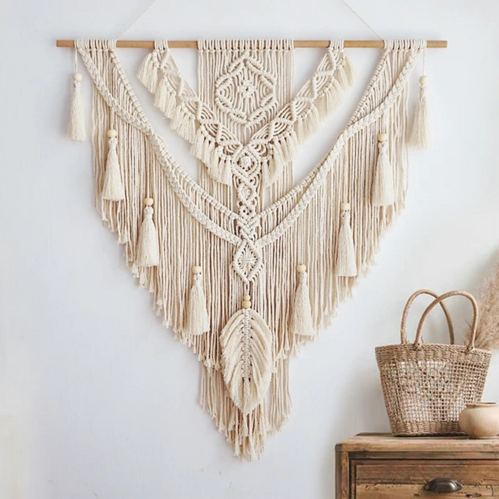 Handgemaakte Macramé Wandhanger met Kwastjes