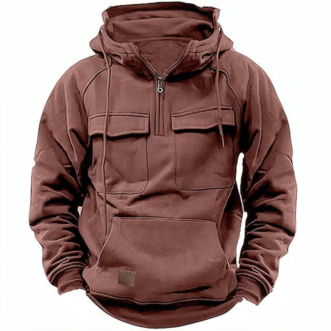 Retro Motor Hoodie voor Heren met Stoere Look en Praktische Details