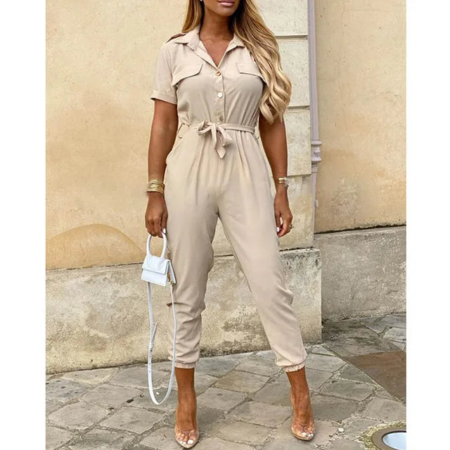 Getailleerde Jumpsuit met Verstelbare Tailleband