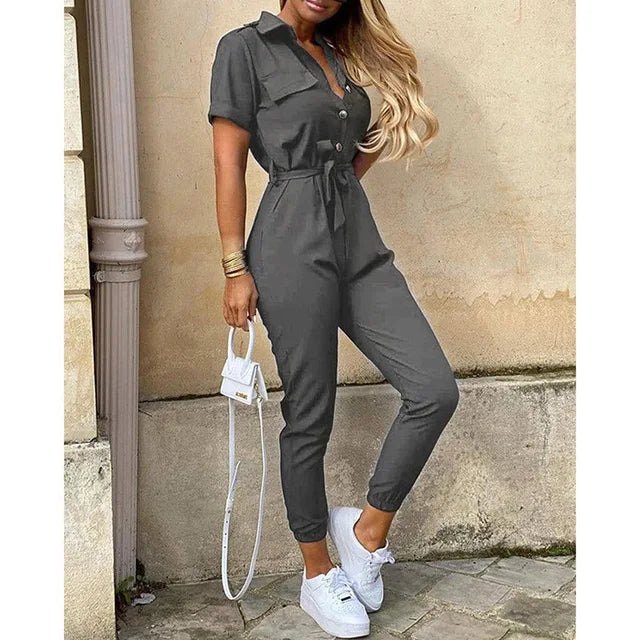Getailleerde Jumpsuit met Verstelbare Tailleband