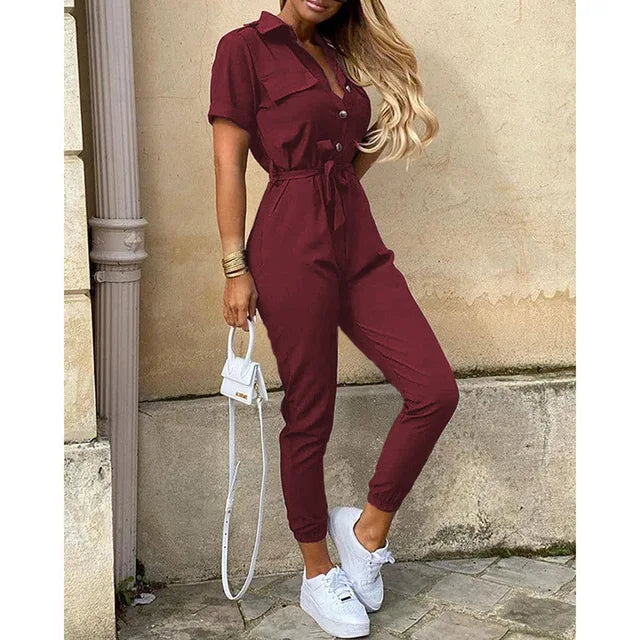 Getailleerde Jumpsuit met Verstelbare Tailleband