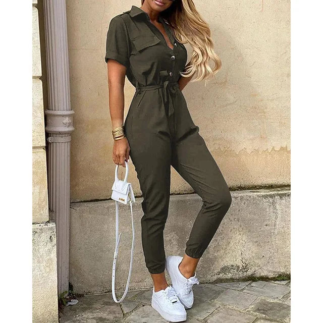 Getailleerde Jumpsuit met Verstelbare Tailleband