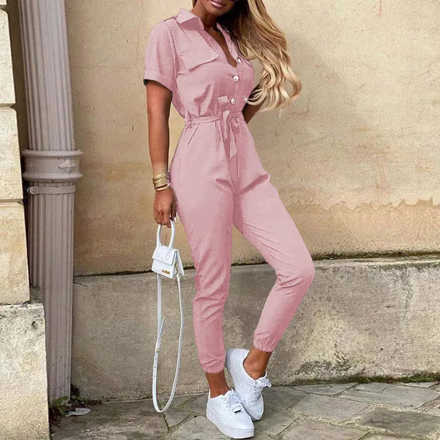 Getailleerde Jumpsuit met Verstelbare Tailleband