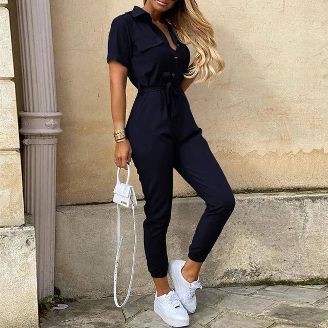 Getailleerde Jumpsuit met Verstelbare Tailleband