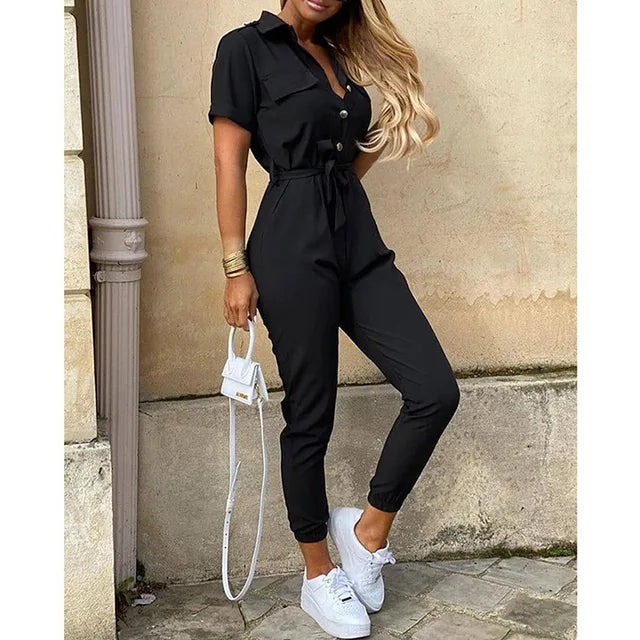 Getailleerde Jumpsuit met Verstelbare Tailleband