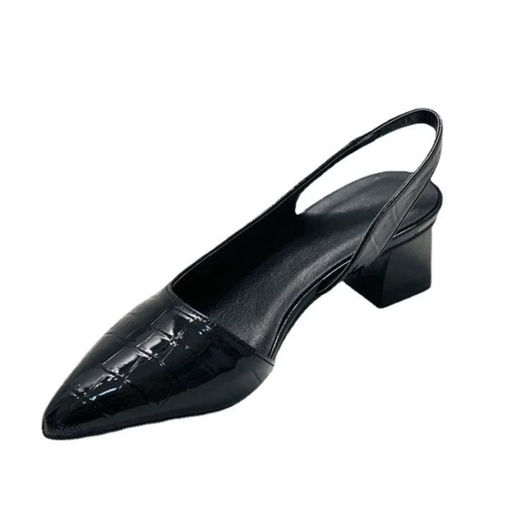 Slingbacks pumps blokhak met croco patroon - Zarrah