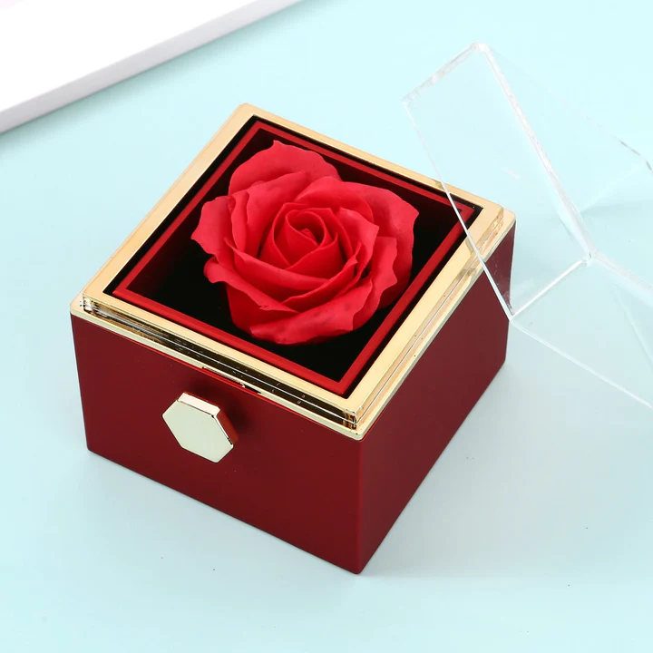 Cadeauset met Echte Roos & Dubbele Hart Halsketting