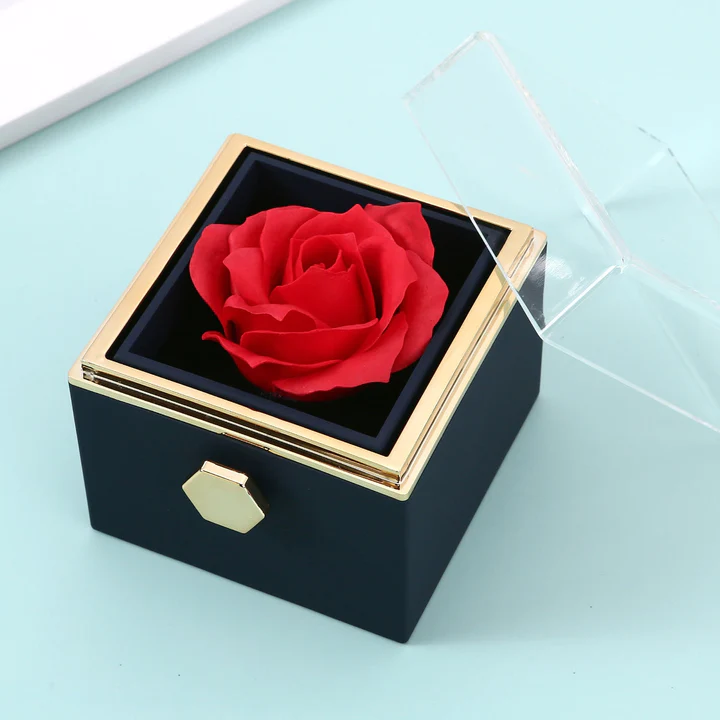 Cadeauset met Echte Roos & Dubbele Hart Halsketting