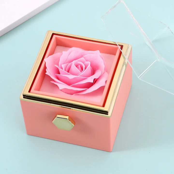 Cadeauset met Echte Roos & Dubbele Hart Halsketting