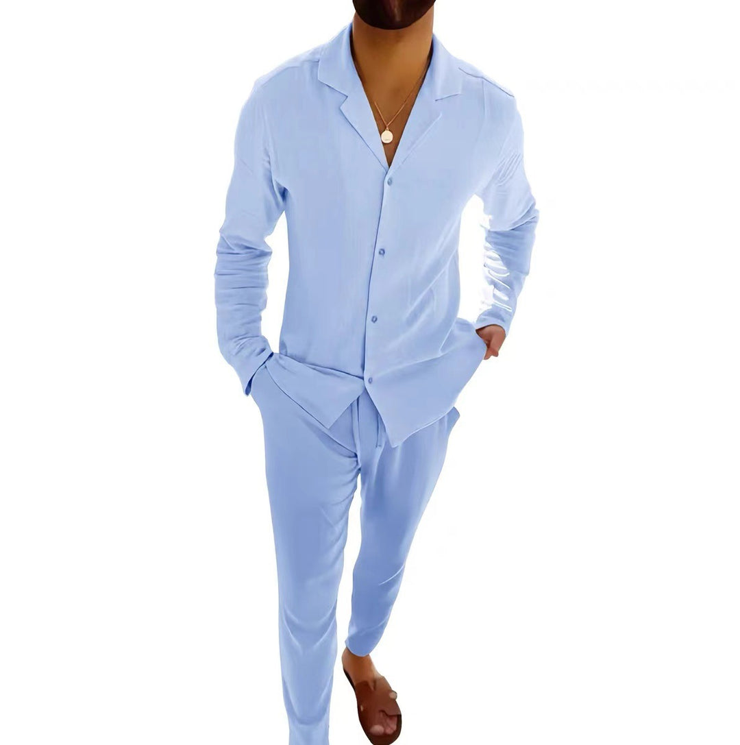 Lange Mouwen met Reverskraag en Slim Fit Broek