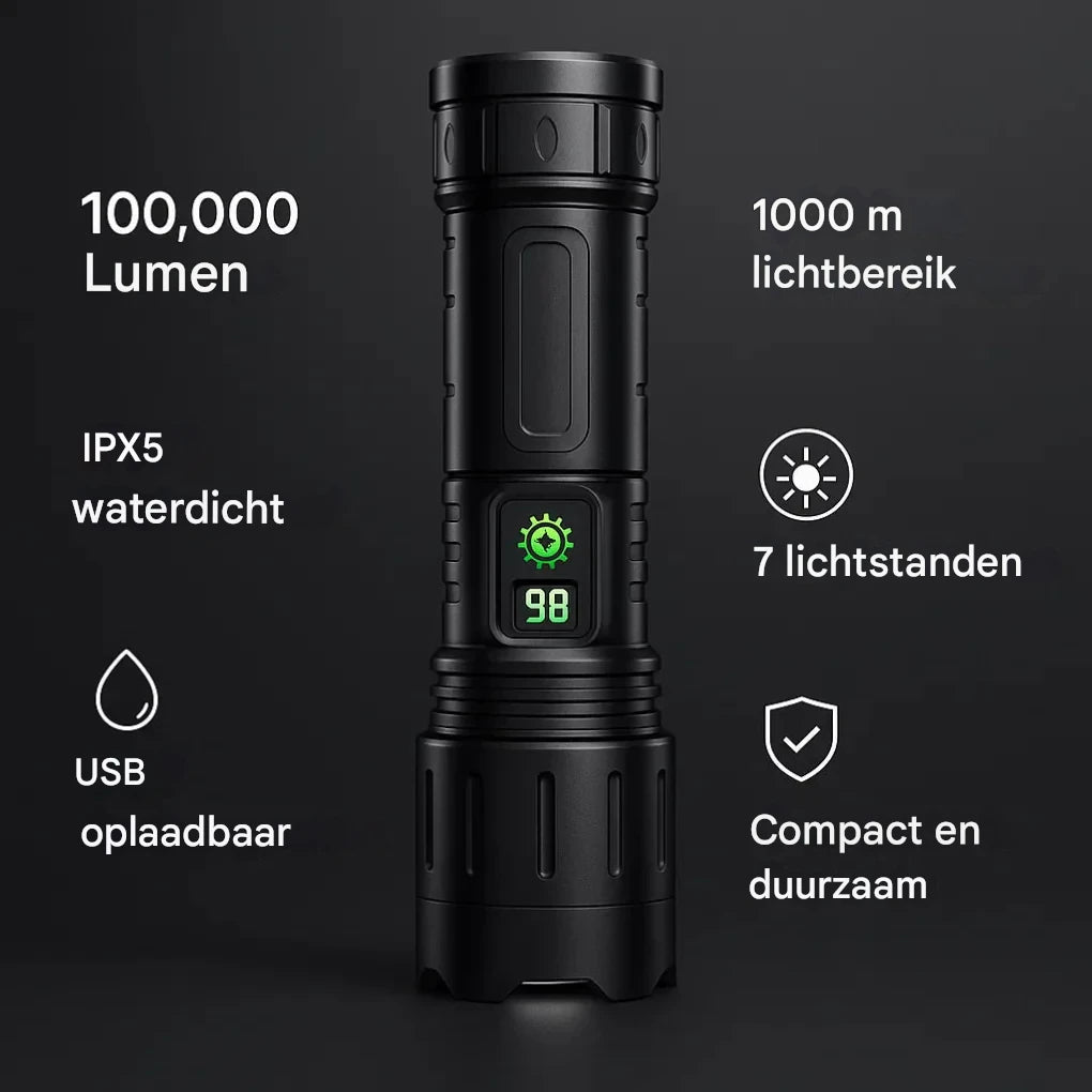 100000 lumen tactische zaklamp